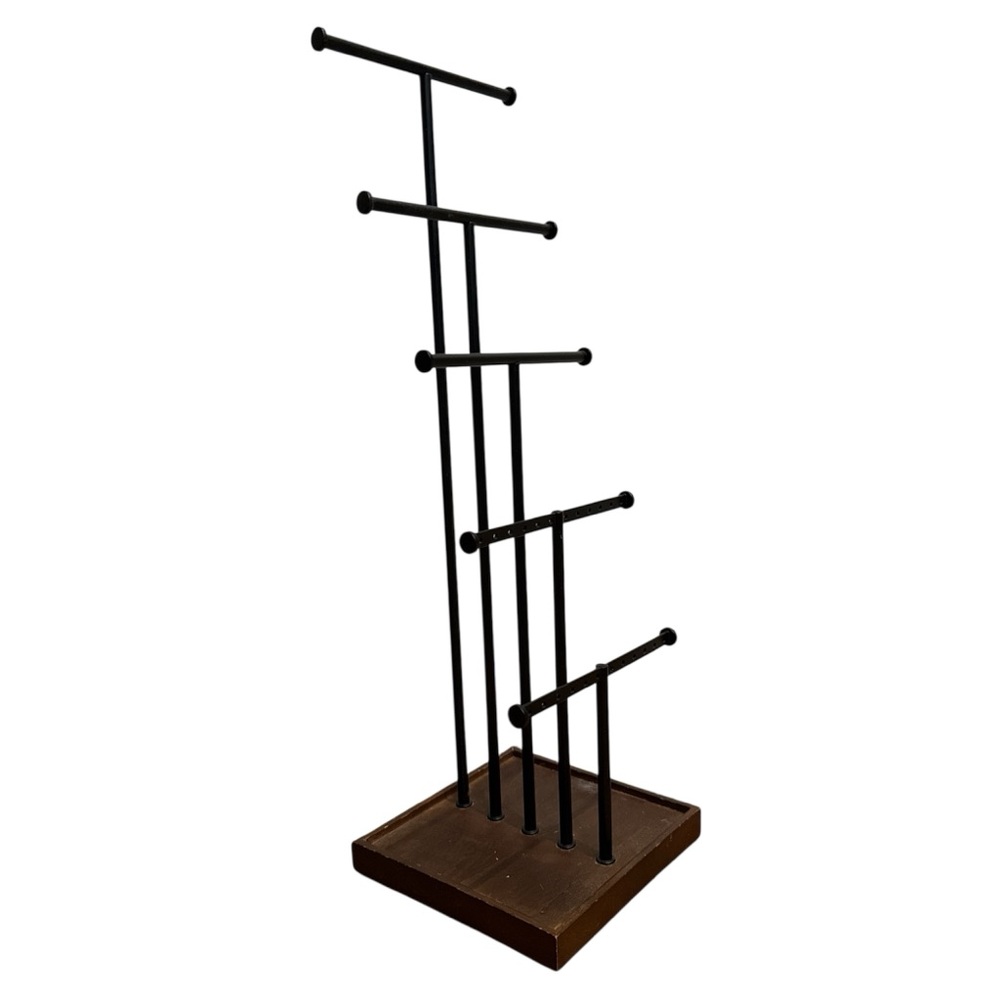 Black Jewelry Stand with Brown Base